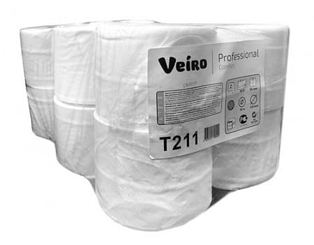 Туалетная бумага в малых рулонах с центральной вытяжкой Veiro Professional Comfort, цвет белый, 2 слоя, 80м (T211)