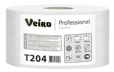 Туалетная бумага в средних рулонах Veiro Professional Comfort, цвет белый, 2 слоя, 170м (T204)