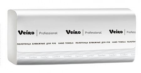 Полотенца для рук Z-сложение Veiro Professional Comfort, цвет белый, 2 слоя, 200 листов, 225х213 мм (KZ202)