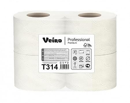 Туалетная бумага Veiro Professional Premium, цвет белый, 2 слоя, 20 м, 4 рул/спайка (Т314)