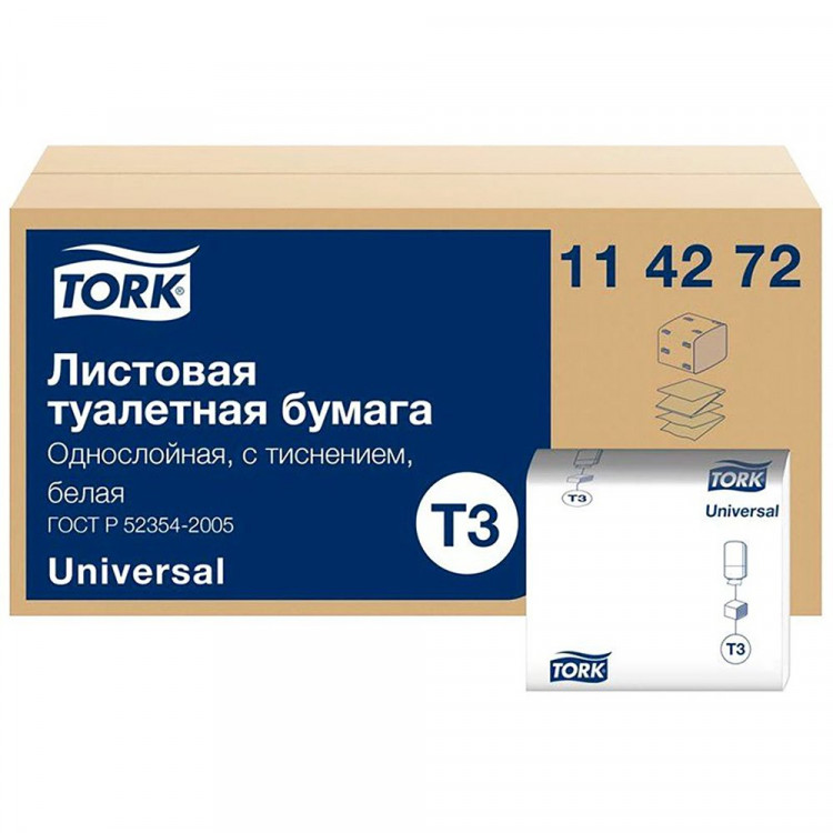 Листовая туалетная бумага Tork, категория Universal, 1-сл.