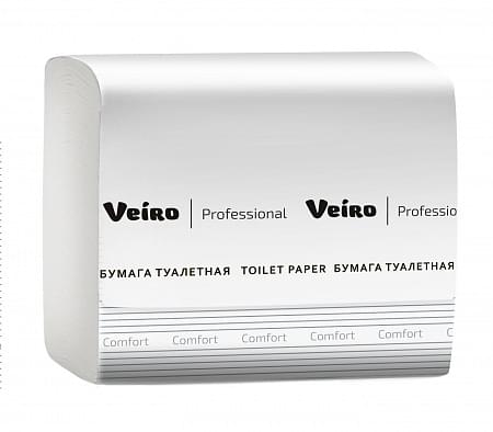 Туалетная бумага V-сложение Veiro Professional Comfort, цвет белый, 2 слоя, 250 листов, 210*108 мм (TV201)