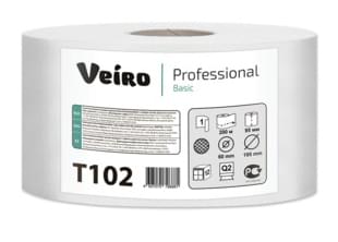 Туалетная бумага в средних рулонах Veiro Professional Basic цвет натуральный, 1 слой, 200м (T102)