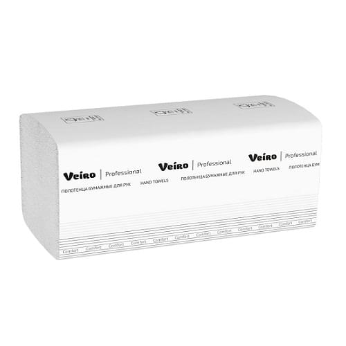 Полотенца для рук V-сложение Veiro Professional Lite, 2 слоя, 190 листов (21*21,6), цвет белый (V22-200)