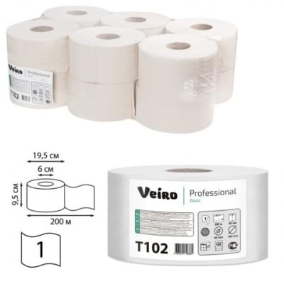 Туалетная бумага в средних рулонах Veiro Professional Basic цвет натуральный, 1 слой, 200м 